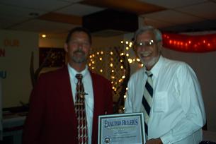 MATT PIEPER PRESENTING TOM POLLARD,PER WITH THE EXALTED RULER'S APPRECIATION AWARD